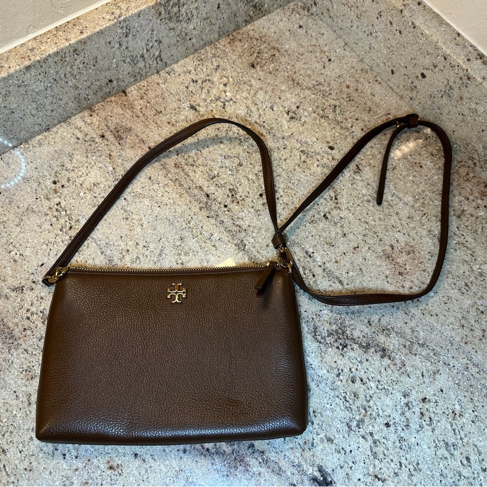 Tory Burch Brown Crossbody Bag with Gold Accents